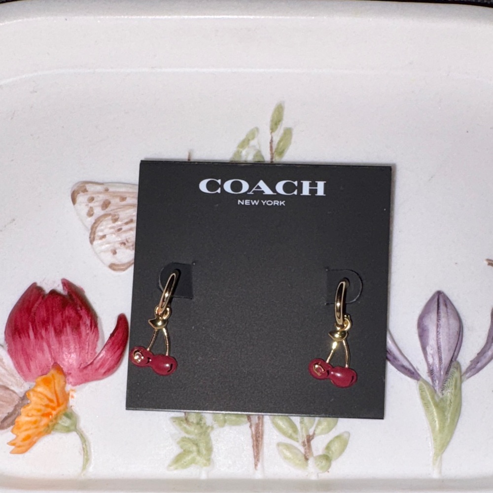 RARE Coach Red Cherry Drop Earrings